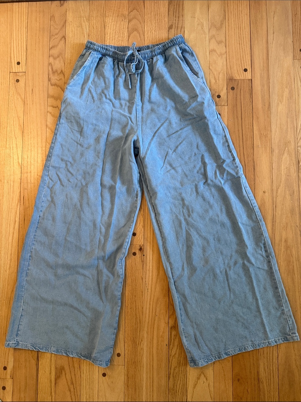 Sadie & Sage Light Blue Denim Drawstring Waist Skirt